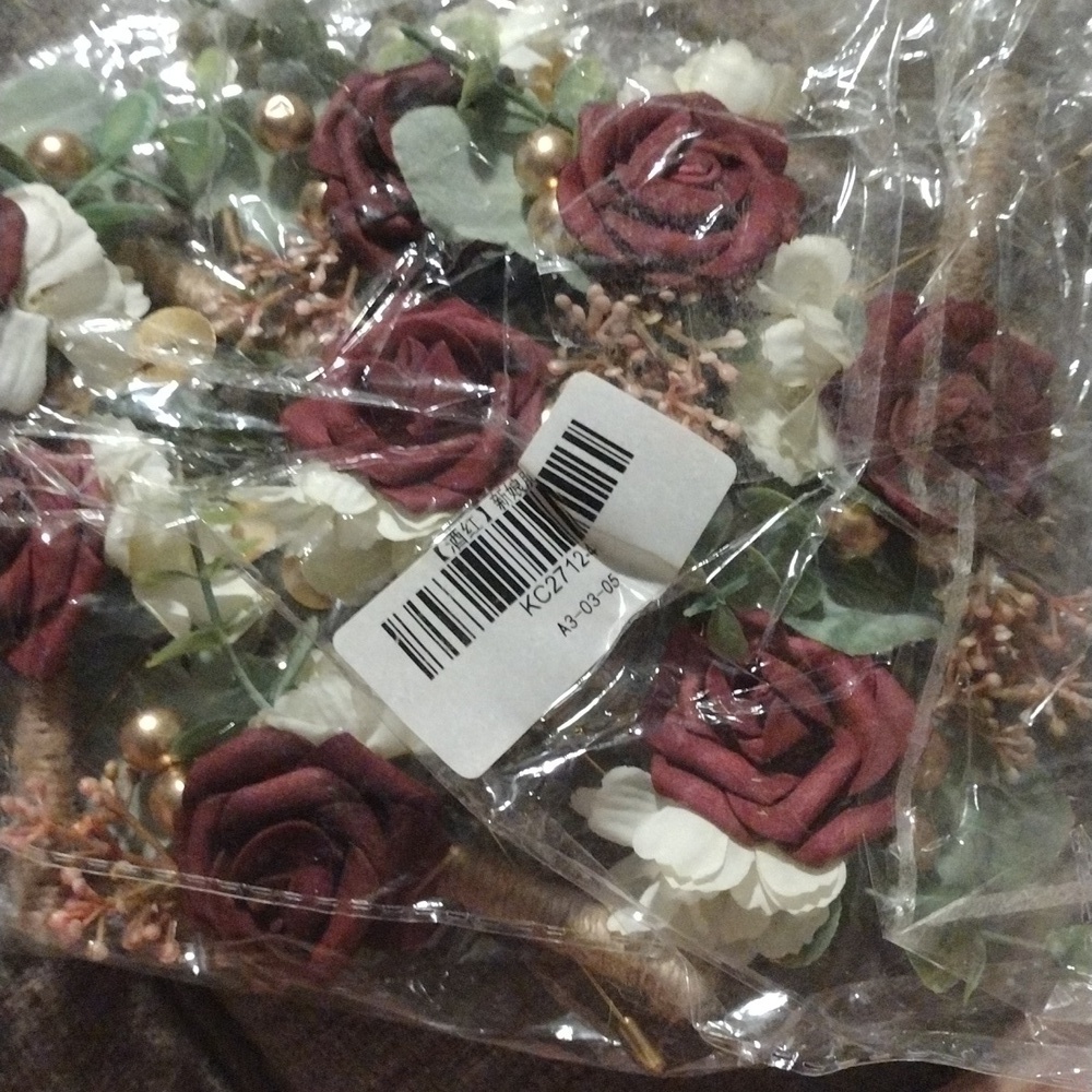 Rustic  Red Roses Boutonniere - Picture 2 of 2